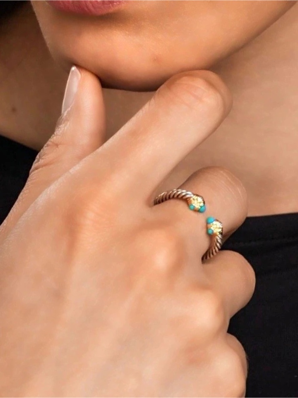 RENAISSANCE RING
Sterling Silver with 14K Yellow Gold, Hampton Blue Topaz and D